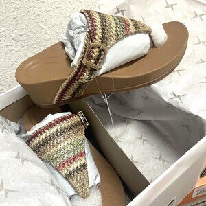 Aetrex Kate Woven Wedge Sandals NIB Multi/Neutrals colors EU-38